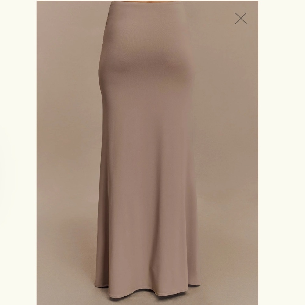 (SOLD) Meshki ~ Jules ~ Recycled Nylon And Mesh Maxi Skirt - Taupe - Picture 2 of 10